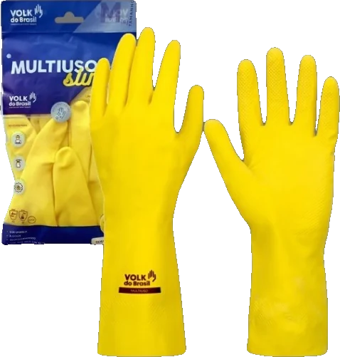 Luva de látex verniz silver amarela